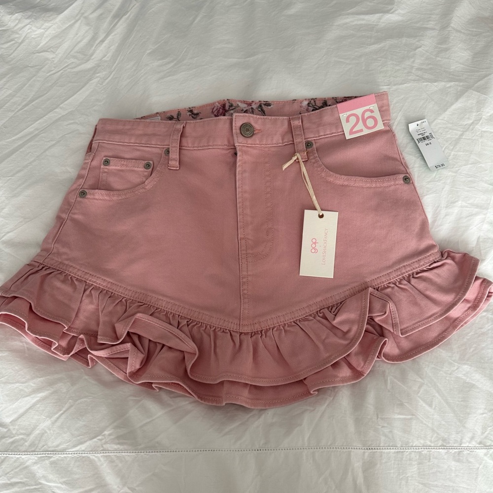 LoveshackFancy x Gap denim mini skirt